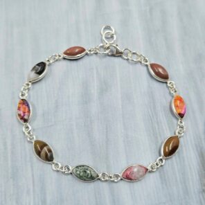 Multi Jasper 925 Sterling Silver Bracelet (RS35-141)