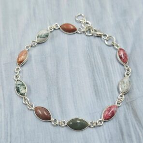 Multi Jasper 925 Sterling Silver Bracelet (RS35-143)