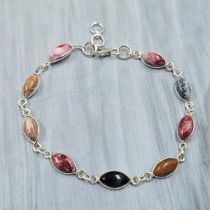 Multi Jasper 925 Sterling Silver Bracelet (RS35-144)