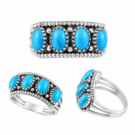 Kingman Turquoise 925 Sterling Silver Ring (REXT90-183)