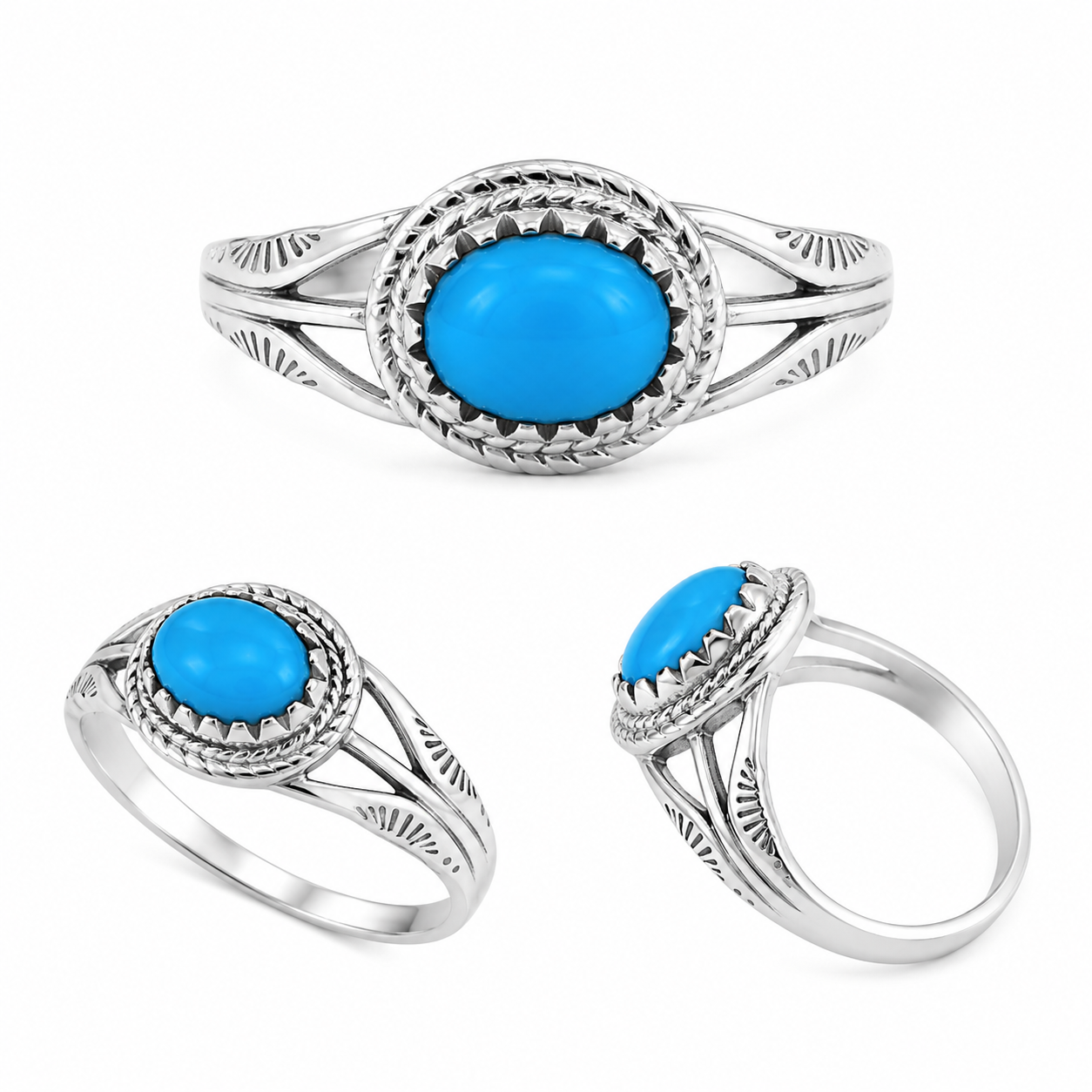 Kingman Turquoise 925 Sterling Silver Ring (REXT91-73)