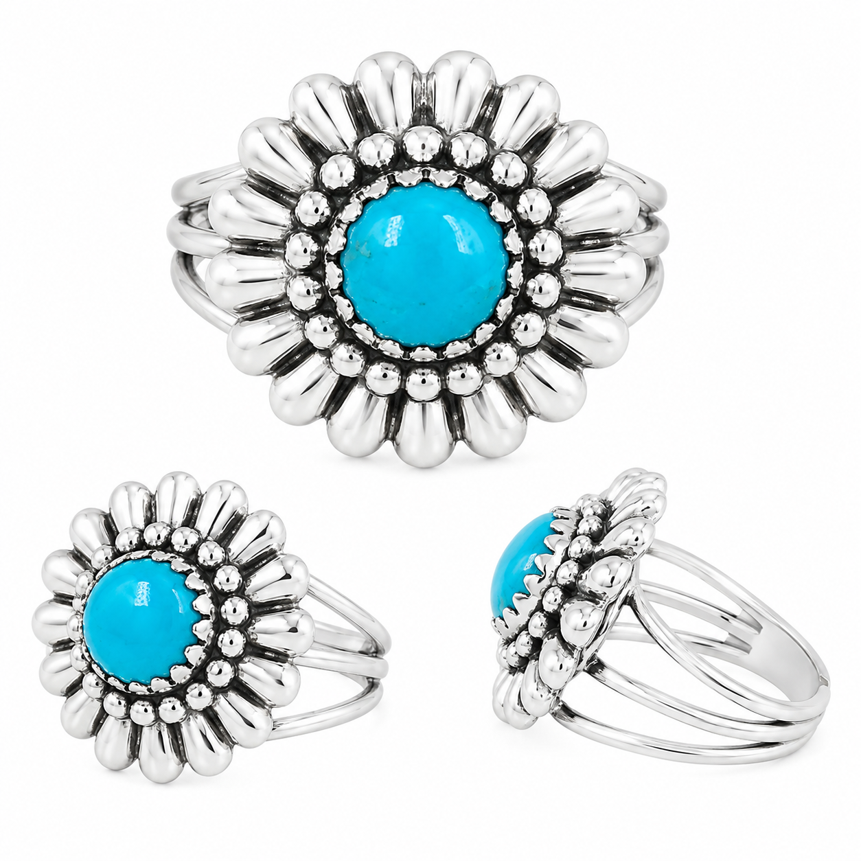 Kingman Turquoise Southwest 925 Sterling Silver Ring (REXT97-9)