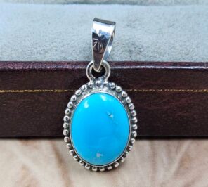 White Water Turquoise 1" 925 Sterling Silver Pendant (REXT21-260)