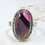 Aurora Opal & Pink Composite Size US 8 925 Sterling Silver Ring (REXT77-64)