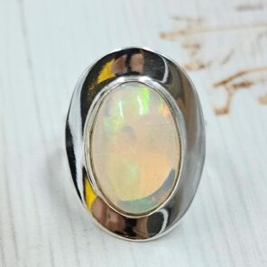 Aurora Opal Size US 6 925 Sterling Silver Ring (REXT77-69)