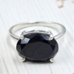 lack Onyx Size US 8 925 Sterling Silver Ring (REXT77-71)