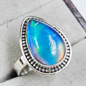 Aurora Opal Size US 10 925 Sterling Silver Ring (REXT77-62)