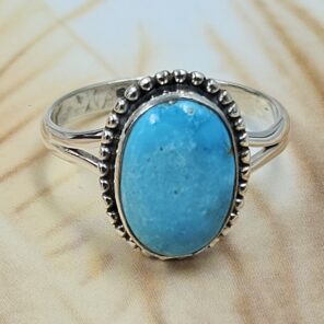 White Water Turquoise Size US 9 925 Sterling Silver Ring (REXT8-305)