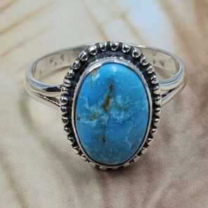 White Water Turquoise Size US 9 925 Sterling Silver Ring (REXT8-306)