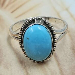 White Water Turquoise Size US 8 925 Sterling Silver Ring (REXT8-301)