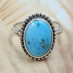White Water Turquoise Size US 7 925 Sterling Silver Ring (REXT8-295)