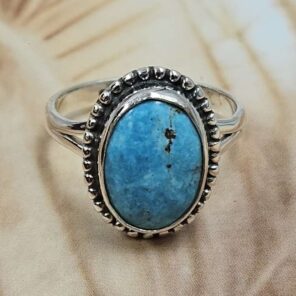 White Water Turquoise Size US 7 925 Sterling Silver Ring (REXT8-293)