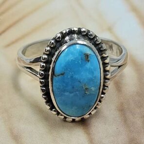 White Water Turquoise Size US 6 925 Sterling Silver Ring (REXT8-290)