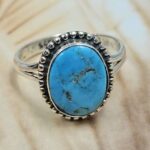White Water Turquoise Size US 8 925 Sterling Silver Ring (REXT8-298)