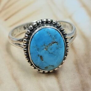White Water Turquoise Size US 8 925 Sterling Silver Ring (REXT8-298)