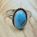 White Water Turquoise Size US 8 925 Sterling Silver Ring (REXT8-299)