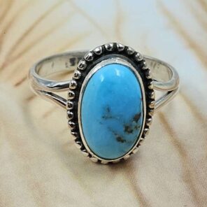 White Water Turquoise Size US 8 925 Sterling Silver Ring (REXT8-299)