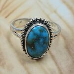 White Water Turquoise Size US 7 925 Sterling Silver Ring (REXT8-292)