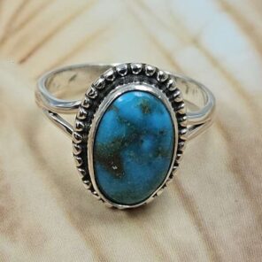 White Water Turquoise Size US 7 925 Sterling Silver Ring (REXT8-292)