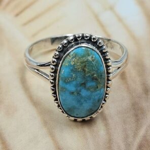 White Water Turquoise Size US 8 925 Sterling Silver Ring (REXT8-300)