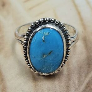 White Water Turquoise Size US 6 925 Sterling Silver Ring (REXT8-291)