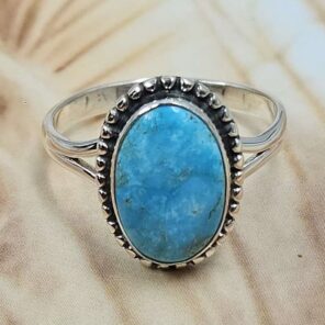 White Water Turquoise Size US 9 925 Sterling Silver Ring (REXT8-304)