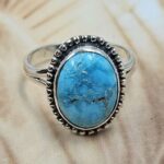 White Water Turquoise Size US 7 925 Sterling Silver Ring (REXT8-296)