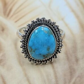 White Water Turquoise Size US 7 Sterling Silver Ring (RS22-203)