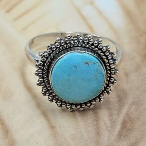 White Water Turquoise Size US 8 Sterling Silver Ring (RS22-194)
