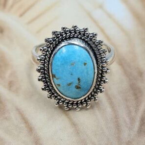 White Water Turquoise Size US 6 Sterling Silver Ring (RS22-200)