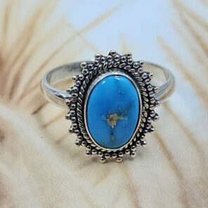 White Water Turquoise Size US 9 Sterling Silver Ring (RS22-210)