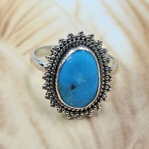 White Water Turquoise Size US 8 Sterling Silver Ring (RS22-198)