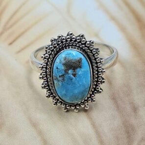 White Water Turquoise Size US 7 Sterling Silver Ring (RS22-206)