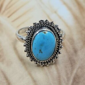 White Water Turquoise Size US 7 Sterling Silver Ring (RS22-204)