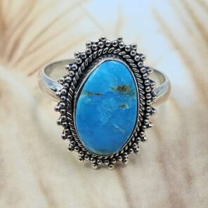 White Water Turquoise Size US 9 Sterling Silver Ring (RS22-211)