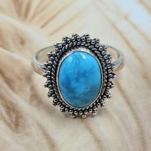White Water Turquoise Size US 8 Sterling Silver Ring (RS22-201)