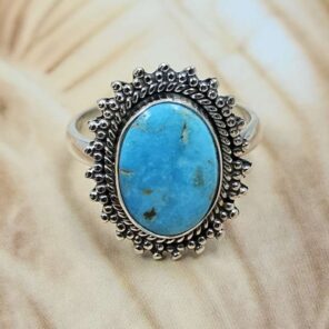 White Water Turquoise Size US 7 Sterling Silver Ring (RS22-205)