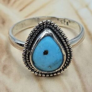 White Water Turquoise Size US 9 Sterling Silver Ring (RS22-235)