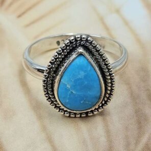 White Water Turquoise Size US 7 Sterling Silver Ring (RS22-254)