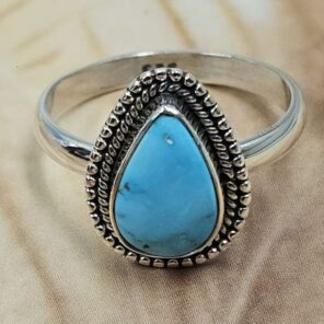 White Water Turquoise Size US 8 Sterling Silver Ring (RS22-245)