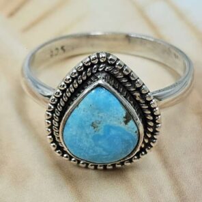 White Water Turquoise Size US 8 Sterling Silver Ring (RS22-247)