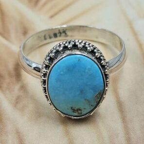 White Water Turquoise Size US 9 Sterling Silver Ring (RS22-231)