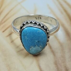 White Water Turquoise Size US 9 Sterling Silver Ring (RS22-233)
