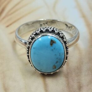 White Water Turquoise Size US 8 Sterling Silver Ring (RS22-225)