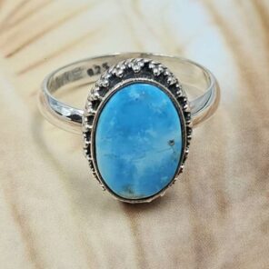 White Water Turquoise Size US 8 Sterling Silver Ring (RS22-224)