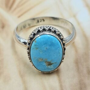 White Water Turquoise Size US 9 Sterling Silver Ring (RS22-232)
