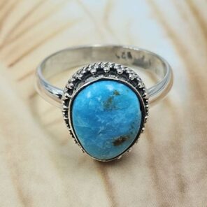 White Water Turquoise Size US 8 Sterling Silver Ring (RS22-227)