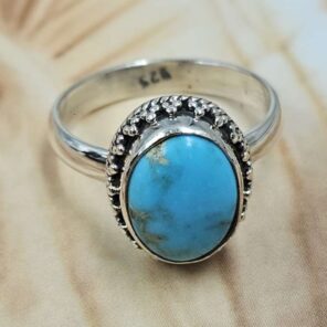White Water Turquoise Size US 7 Sterling Silver Ring (RS22-219)