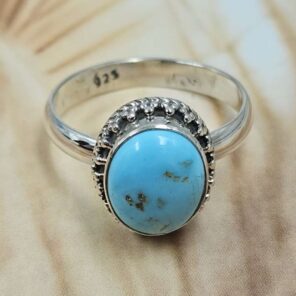 White Water Turquoise Size US 8 Sterling Silver Ring (RS22-228)