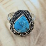 White Water Turquoise Size US 6 925 Sterling Silver Ring (REXT8-309)